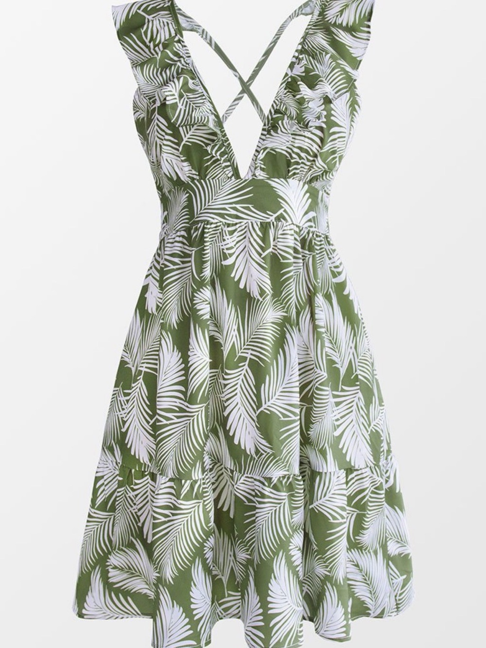 Cupshe Green and White Palm Print Mini Dress - Picture 4 of 4